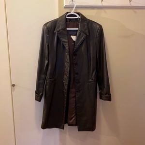 Excellent condition! Vintage Leather Ranch Brown Leather Coat